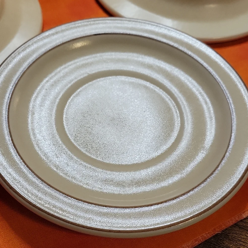 Pfalzgraff Set of 3 Saucers Stoneware Brown Tan Vintage Village Pattern